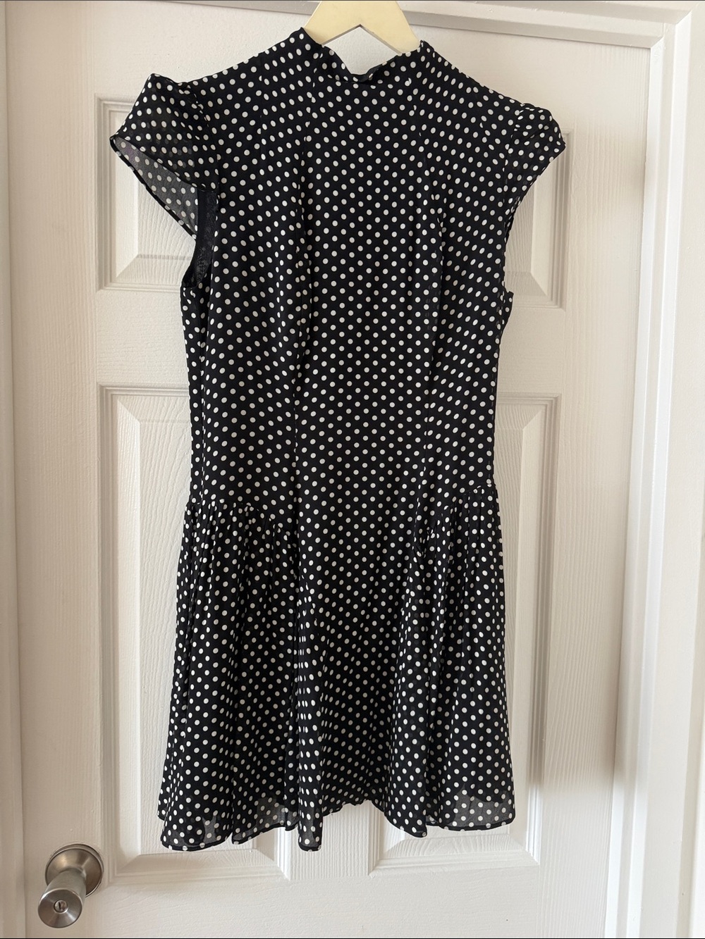 Reformation Black and White Polka Dot Cap-Sleeve Dress